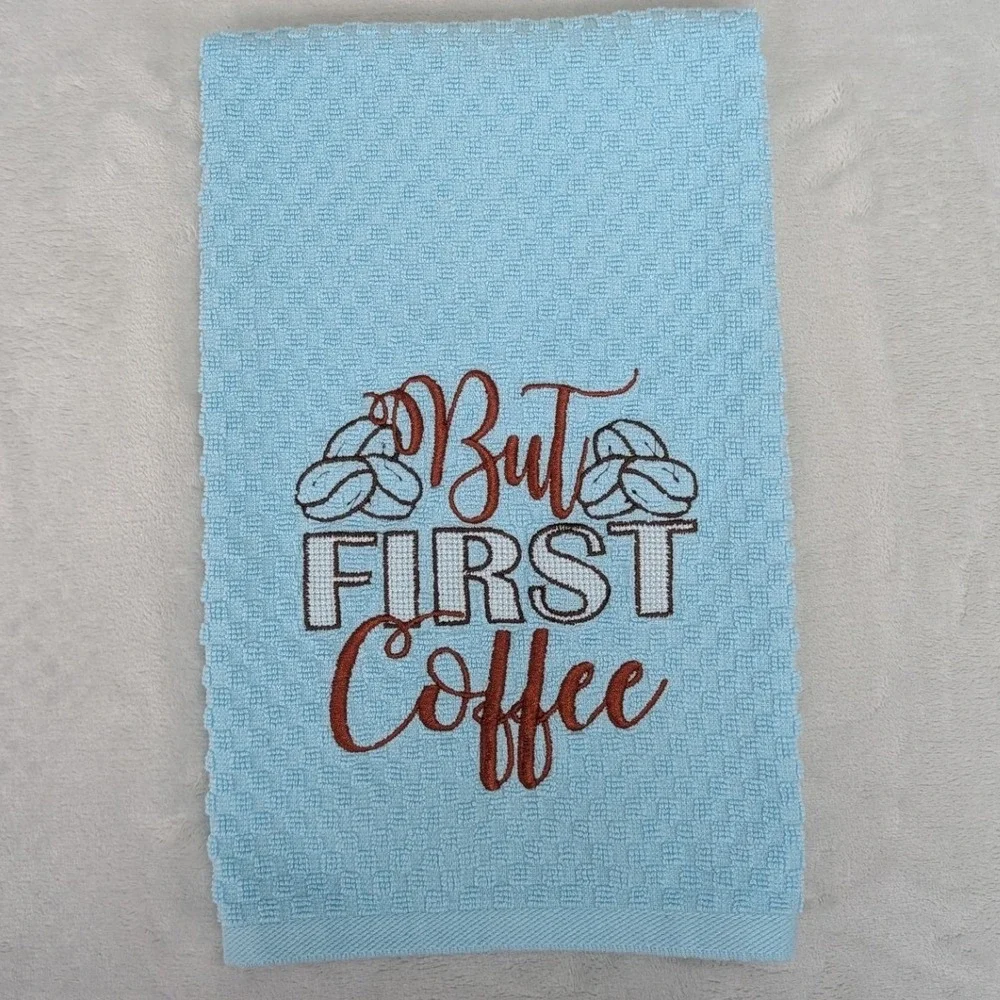 But First Coffee Kitchen Bar Hand Bath Towel Great Gift Idea! Handcrafted